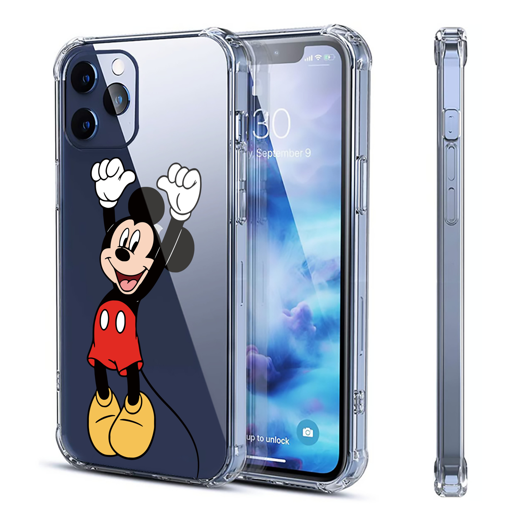（画像用） ミッキーマウス Mickey Mouse 【iPhone 12シリーズ対応】透明スマホケース（クリアソフトケース）